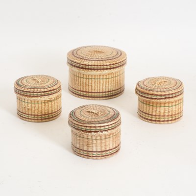 Lot 170 - Set of Four Ceramic Lidded Straw Baskets
