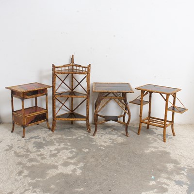 Lot 171 - Group of Four Bamboo and Lacquered Tables