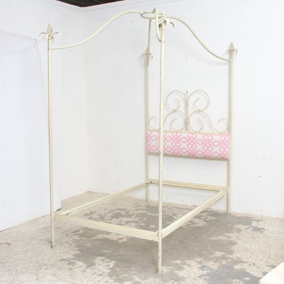 Lot 177 - White Painted Metal Canopy Bed
