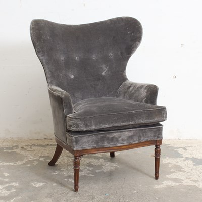 Lot 186 - Danish Modern Style Upholstered Wing-Back Chair