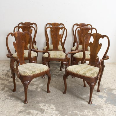 Lot 187 - Set of Eight Queen Anne Style Mahogany Dining Chairs