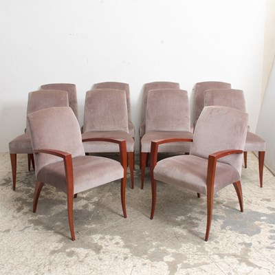 Lot 189 - Set of Ten Mid Century Modern Style Upholstered Dining Chairs
