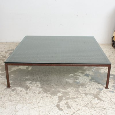 Lot 194 - Painted Iron Glass Top Coffee Table