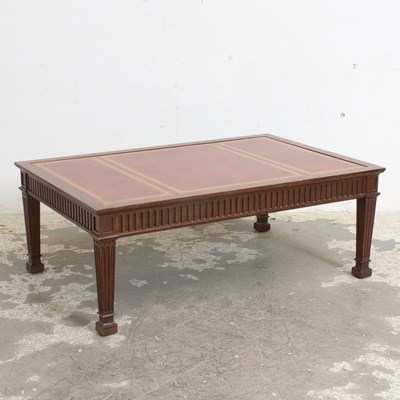 Lot 210 - Neoclassical Style Mahogany Leather Top Low Table