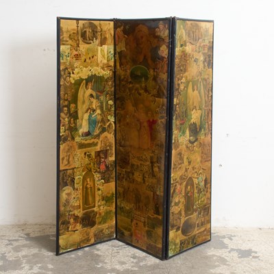 Lot 216 - Decoupage Tri-Fold Screen
