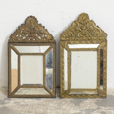 Lot 226 - Two Baroque Style Brass Repousse Mirrors