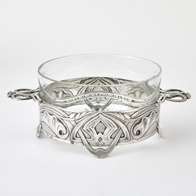 Lot 83 - Continental Art Nouveau Silver and Glass Centerpiece Bowl