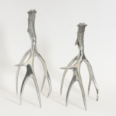 Lot 249 - Pair of Antler Form Metal Candleholders