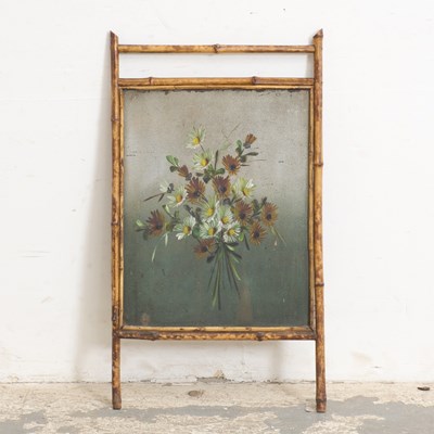 Lot 293 - Bamboo and Painted Tole Fire Screen