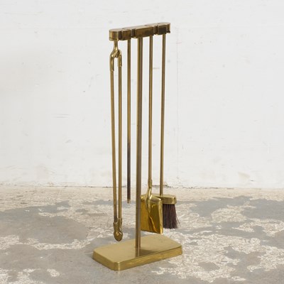 Lot 305 - Mid Century Modern Brass Fireplace Tools