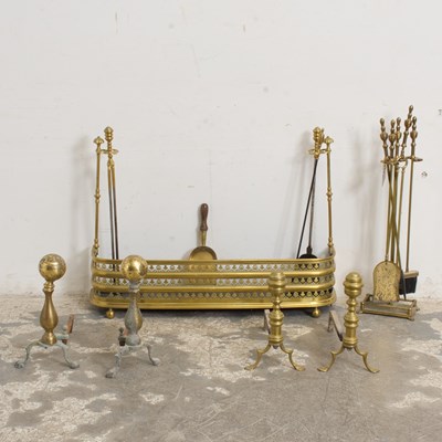 Lot 306 - Group of Brass Fireplace Equipment