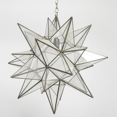 Lot 52 - Moravian Star Glass and Metal Pendant Light