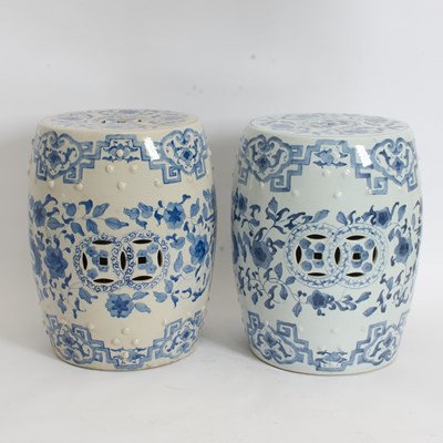 Lot 331 - Pair of Blue and White Garden Seats