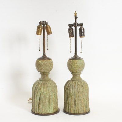 Lot 344 - Pair of Painted Composition "Tassel" Table Lamps