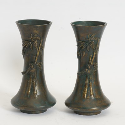 Lot 348 - Pair of Asian Style Patinated Metal Vases