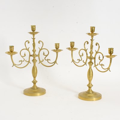 Lot 349 - Pair of Brass Candelabras