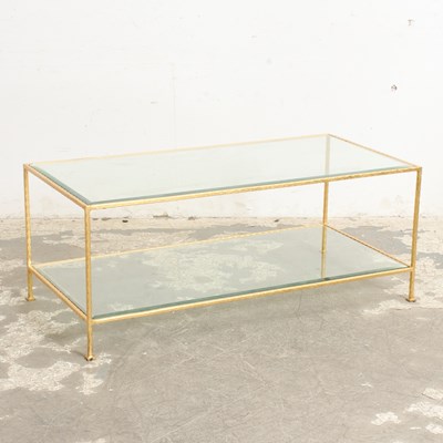 Lot 351 - Gilt Metal Two-Tier Glass Insert Coffee Table