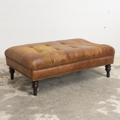Lot 352 - Tufted Leather Upholstered Ottoman