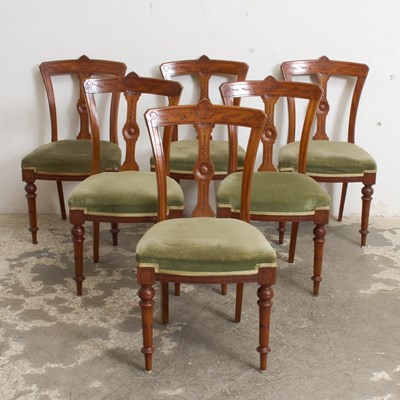 Lot 358 - Set of Six Victorian Walnut Dining Chairs