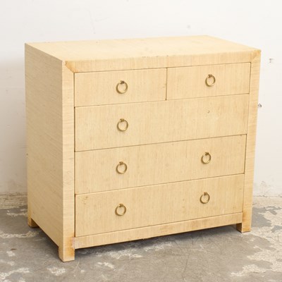 Lot 364 - Grass Cloth Covered Chest of Drawers