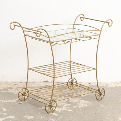 Lot 365 - Gold Painted Metal Bar Cart