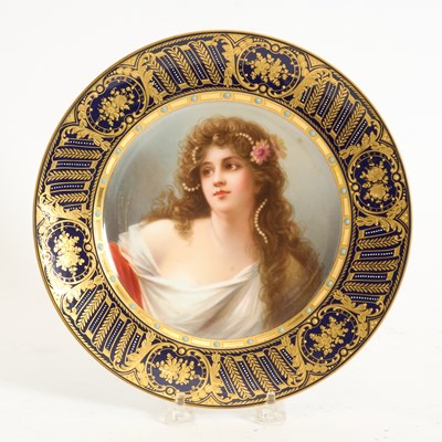 Lot 374 - Vienna Gilt and Enamel Decorated Porcelain Portrait Plate