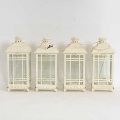 Lot 380 - Set of Four White Painted Tole Lanterns