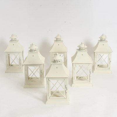 Lot 381 - Set of Six White Painted Hanging Lanterns