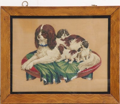 Lot 390 - Framed Embroidery and Needlepoint of Dogs