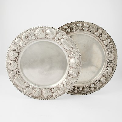 Lot 17 - Pair of Continental Silver Graduated Chargers
