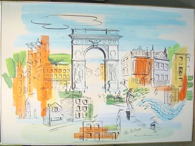 Lot 30 - Rene d' Auriac 20th Century THE VILLAGE Signed,...