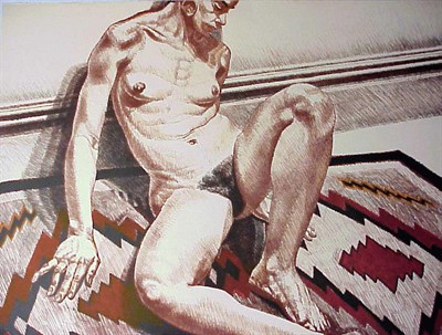 Lot 204 - Philip Pearlstein NUDE ON A PATTERNED RUG...