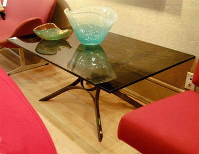 Lot 227 - Bronze and Glass Coffee Table The rectangular...