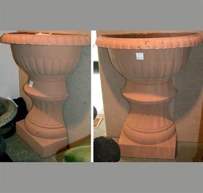 Lot 765 - Pair of Painted Cast Iron Half Urn-Form...