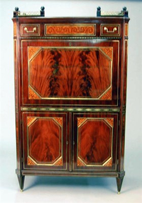 Lot 665 - Continental Neoclassical Brass and Marquetry...