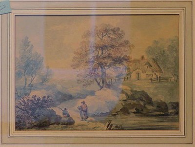 Lot 15 - Attributed to William Payne LANDSCAPE WITH...