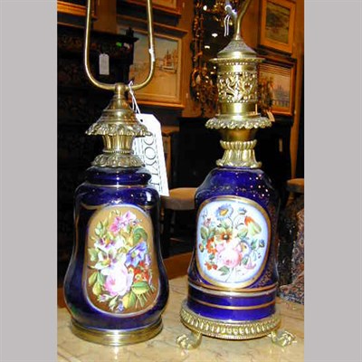 Lot 439 - Pair of Paris Porcelain Vases Mounted as Lamps