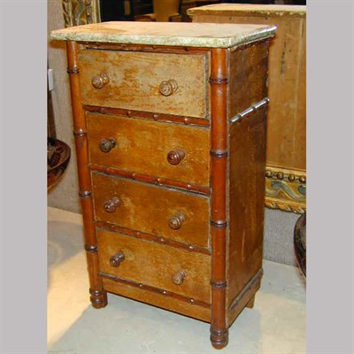 Lot 334 - Victorian Bamboo and Fruitwood Miniature Chest...