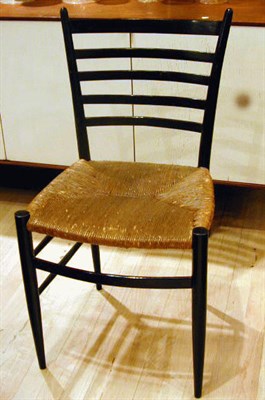 Lot 117 - Set of Five Italian Black Lacquered Chiavari...