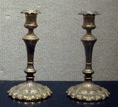 Lot 629 - Pair of Victorian Gilt-Metal Candlesticks...