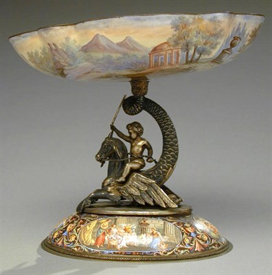 Lot 409 - Viennese Enameled Silver Bowl on Stand With...