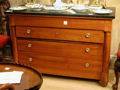 Lot 443 - Empire Style Marble Top Mahogany Commode