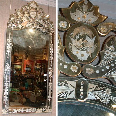 Lot 576 - Venetian Style Etched Glass Mirror-Framed...