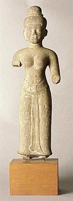 Lot 38 - Khmer Gray Sandstone Torso of a Female...