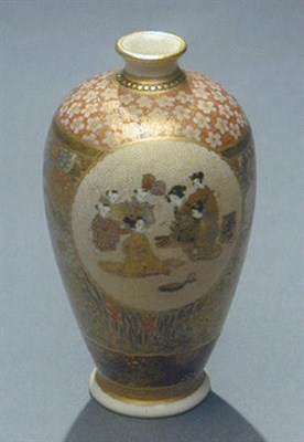 Lot 46 - Finely-Painted Miniature Satsuma Ovoid Vase...