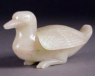 Lot 166 - White Jade Duck-Form Box 19th Century In the...