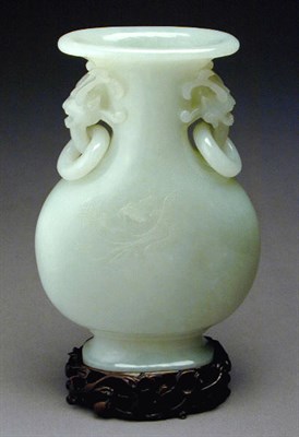 Lot 173 - Well-Carved Pale Sea-Green Jade Vase Of...