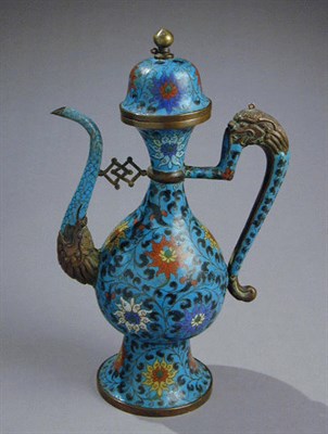 Lot 150 - Blue-Ground Cloisonne Ewer 17th Century Of...