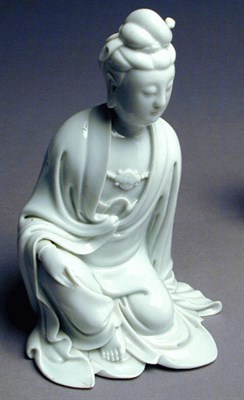 Lot 222 - Dehua White Porcelain Figure of Guanyin 18th...