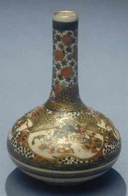 Lot 37 - Miniature Satsuma Bottle Vase Meiji Period,...